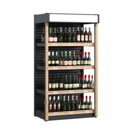 Raft comercial pentru vinuri cu iluminare LED – 1050 × 740 × 1960 mm