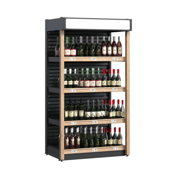 Raft comercial pentru vinuri cu iluminare LED – 1050 × 740 × 1960 mm