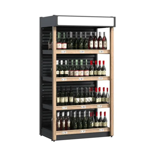 Raft comercial pentru vinuri cu iluminare LED – 1050 × 740 × 1960 mm